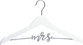 Pearhead Mrs. Wedding Dress Hanger, Wooden Bridal Gown Hanger with Cursive Wire Lettering, Wedding Photo Prop and Bridal Keepsake, White and Silver