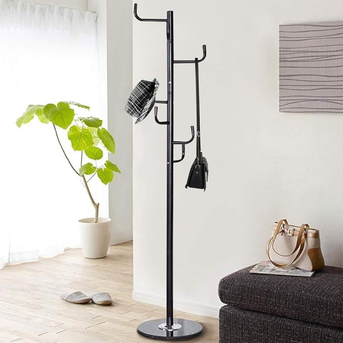 BAKAJI Metal Modern Black Coat Rack 6 Ganci