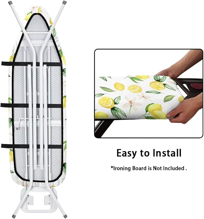 Lemon Ironing Board Cover Thick Table Top Ironing Board Cover with Hook and Loop Soft Iron Pads for Ironing Extra Wide Ironing Pad 54x15 inches