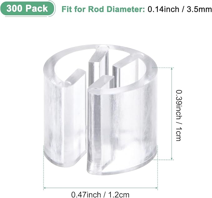 300-Pack Clothes Hanger Markers Blank, Plastic Garment Color Coded Size Clips Fit 3.5mm Rod for Clothing/Wire Hangers, Colored Coding Marker [Transparent]