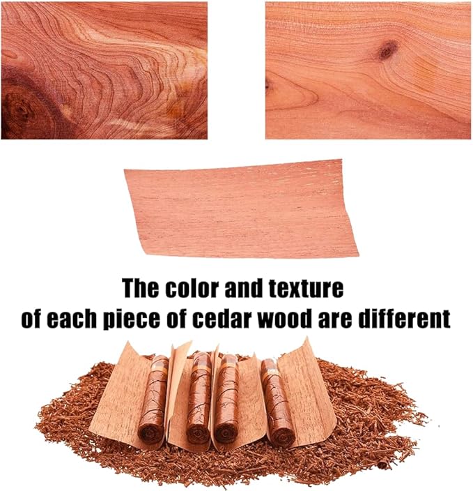 Spanish Cedar Wood Sheets for Cigars (10 Pack) - Premium Humidor Accessories, Veneer Lumber Strips Fits All Tubes/Jars/Boxes, Divides & Enhances Cigar Aroma