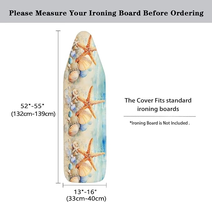 Starfish Beach Fabric Ironing Board Covers Non Stick Scorch Scratches-Proof Iron Board Replacement Cover with Fasteners Elastic Edge Thanksgiving Decor