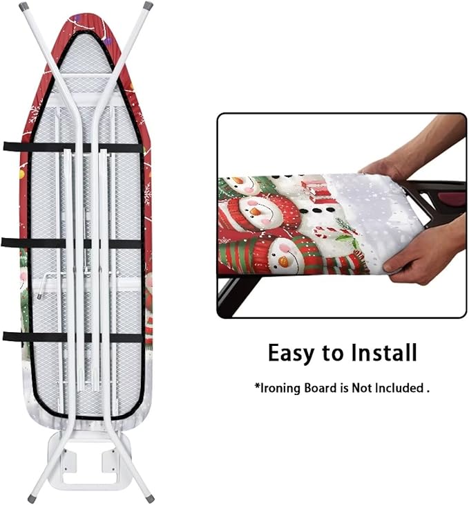Snowmen Ironing Board Covers with Padding Standard Size Stain Resistant Multi Light Iron Board Replacement Cover