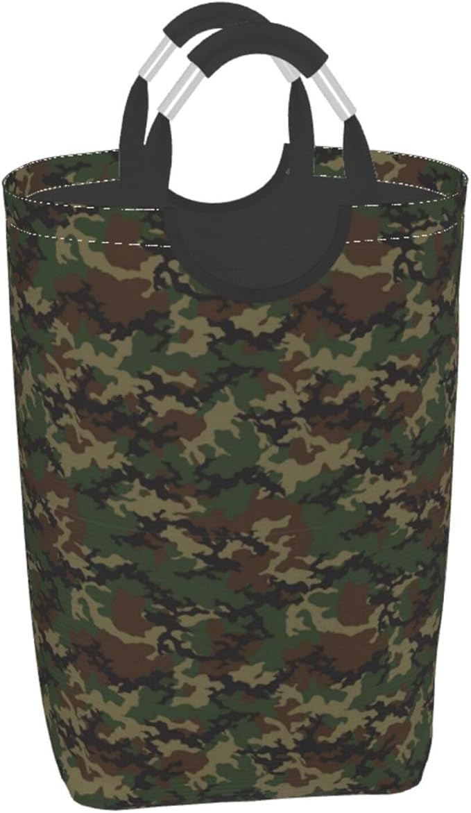 Camo Laundry Basket Camouflage Foldable Laundry Hamper Green Collapsible Laundry Baskets with Handles Clothes Hamper Laundry Tote Bag for Dorm Family Storage Bin 50L