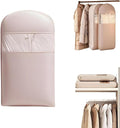 Space Saving Hanging Garment Bag with Self Compression Zipper, Otherwisie Garment Bags, Space Saver Dust Cover Clothes Bags for Down Coat Protects Clothes from Wrinkles (Pink)
