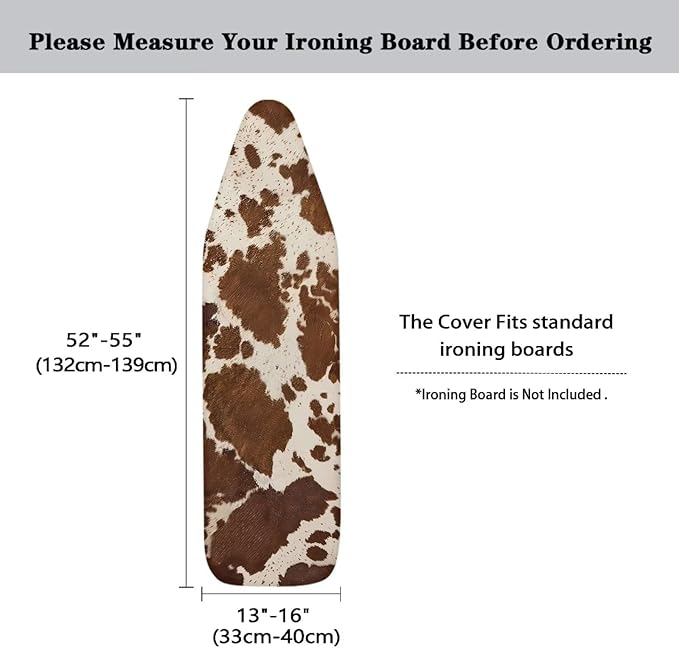 Brown Cow Replacement Fabric Ironing Covers Durable & Reusable Stain Resistant Standard Size Ironing Board Cover with Elastic Edge Christmas Decor
