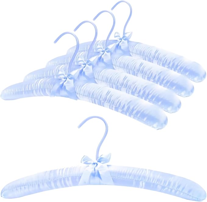 Thicker Padded Hangers for Women Clothing Sweaters,Anti-Slip Satin Hangers Padded Cute Hanger with Bow,Silky Fabric Hanger for Closet