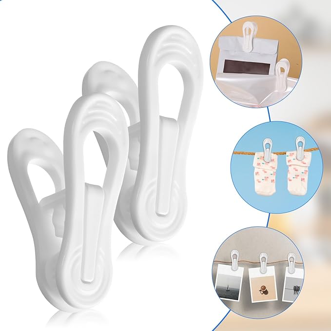 100 Pack White Plastic Hanger Clips for Baby Clothes Hanger Clips- 2.75 Inch Multi-Purpose Hangers Clip for Pants