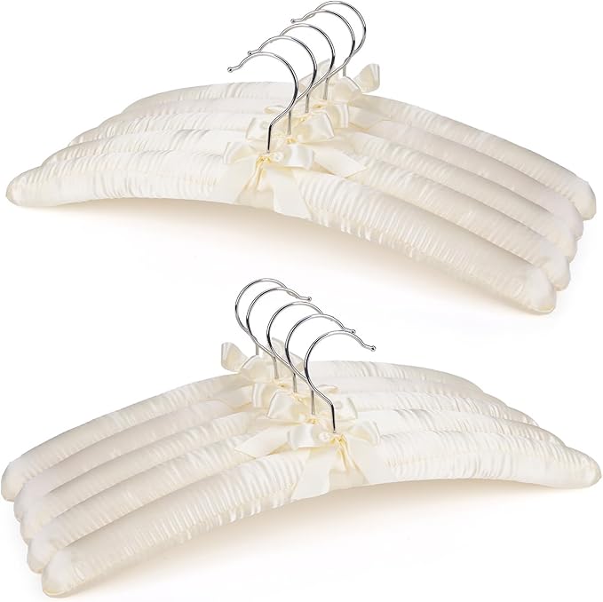 HOUSE DAY Beige Padded Hangers 10 Pack 17 Inch Foam Fabric No Shoulder Bump Hangers for Women Clothing, Sweaters, Dresses, Clothing, Weddings, Lingerie