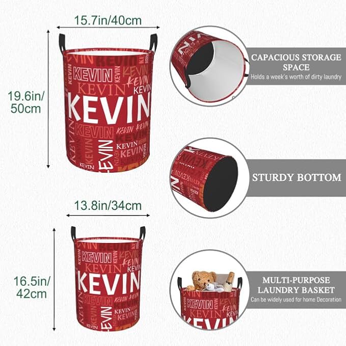 Custom Name Laundry Hamper, Personalized Dirty Clothes Hamper with Name for Bathroom Bedrooms Clothes Storage Organizer, Personalized Gifts for Boys Girls Men Women