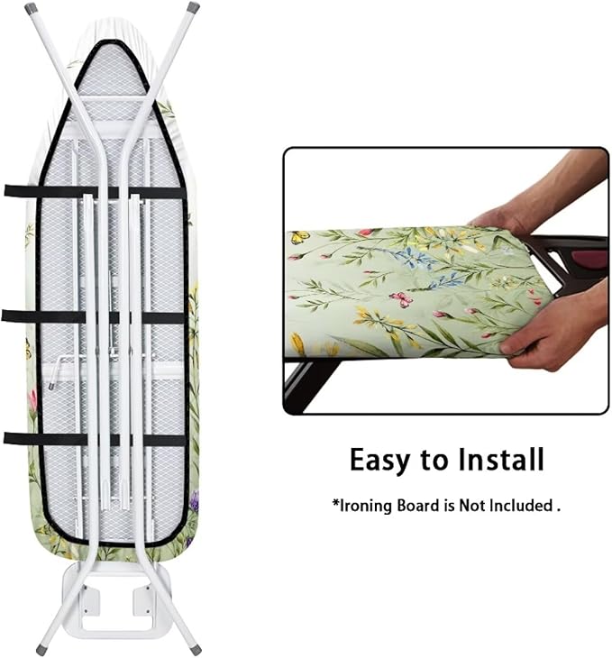 Simple Floral Ironing Board Cover Scorch and Stain Resistant Pressing Cloth for Ironing Waterproof Soft Iron Board Cover with Thick Padding