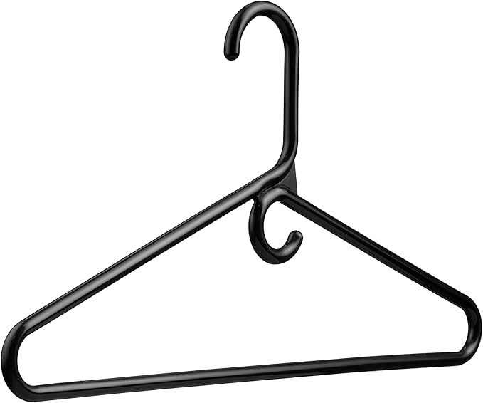 DEILSY™ Black Heavy Duty Hangers with Hooks for Scarves & Belts – Thick and Strong Clothes Hangers for Shirts, Jackets, Pants, and Dresses – Space-Saving Plastic Hangers – Pack of 50