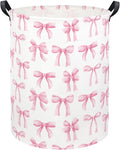 Baby Laundry Basket Kids Hamper Toy Storage Bin for Boys Room Decor Baby Nursery Hamper Gift Baskets for Bedroom Bathroom(Bowknot)