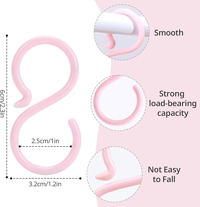 POVETIRE 30 Pack 2.5 Inch Plastics Pink S Hook for Hanging Baby Headband Hair Accessories Baby Bib NecklaceJewelry Hat Holder
