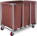 Commercial Laundry Cart with Wheels, 470L Industrial Rolling Laundry Basket, Large Heavy Duty Laundry Sorter with Watertight Oxford Bag & Sturdy Steel Frame for Home, Hotel, Hospital, 440 lbs (Brown)