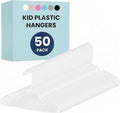InfiniPower 50-Pack Kids Plastic Hangers, 11.5" Non-Slip & Space-Saving Hangers for Toddler & Infant Clothes, Shirts, Pants, Coats, Skirts, White