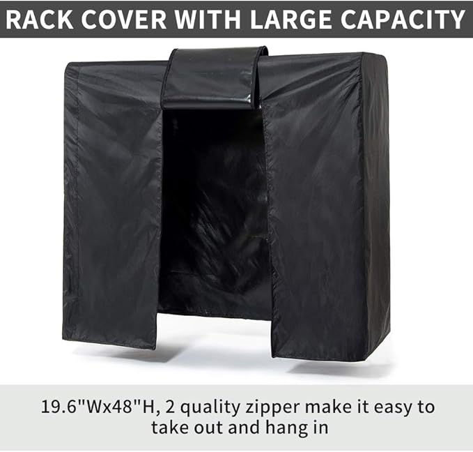 Garment Rack Cover 59" Clothes Rack Cover for Storage, Heavy Duty Dustproof Waterproof Clothes Closet Cover with 2 Full Strong Zipper, Wardrobe Rack Cover for Dance Costume, Dress, Suit（Only Cover）