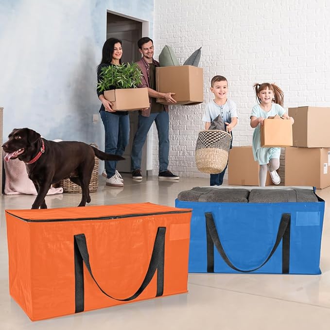 ClearSpace Heavy Duty Moving Bags or Storage Bags – Storage Bins with Lids, Large Moving Boxes with Backpack Straps & Zippers,– Packing Box & Moving Supplies for College Dorm, 6 Pack