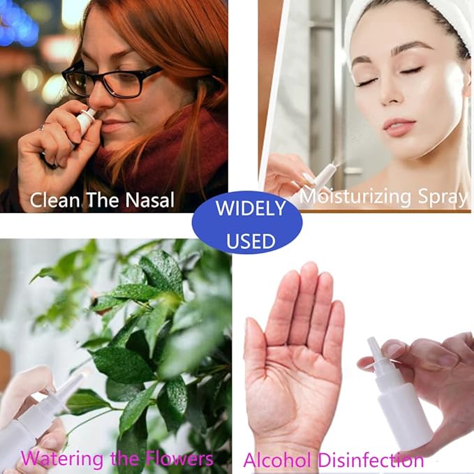 20ML White Empty Plastic Nasal Spray Bottles Pump Sprayer Mist Nose Spray Refillable Bottle For Saline Water Wash Applications Pack of 5