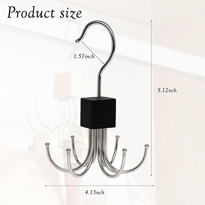 6-Pack Tank Top & Bra Hangers, 360° Rotatable Metal Organizer with Claw Design, Space-Saving Closet Hooks for Bras, Scarves, Purses, and Accessories