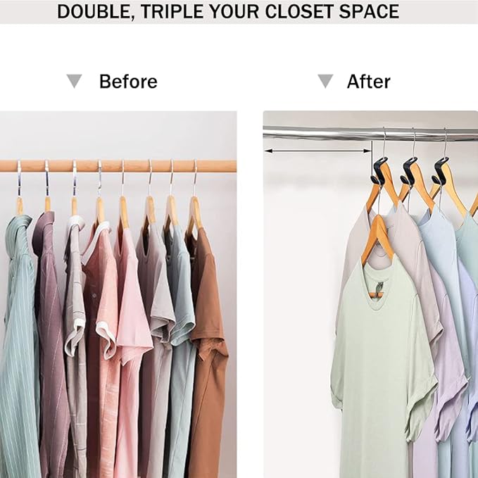50 Pcs Clothes Hanger Connector Hooks,Plastic Cascading Hanger Hooks Extender Clips Connection Hooks,Space Saving Wardrobe Clothing Outfit Hangers Hooks for Organizer Closet Cabinet, Black