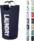 Large Laundry Basket Collapsible 95L, Tall Laundry Bag with Handles for Boys, Student, – Fioldable Dirty Clothes Hampers for College Dorm，Laundry Room, Lightweight, Sturdy - Navy Blue