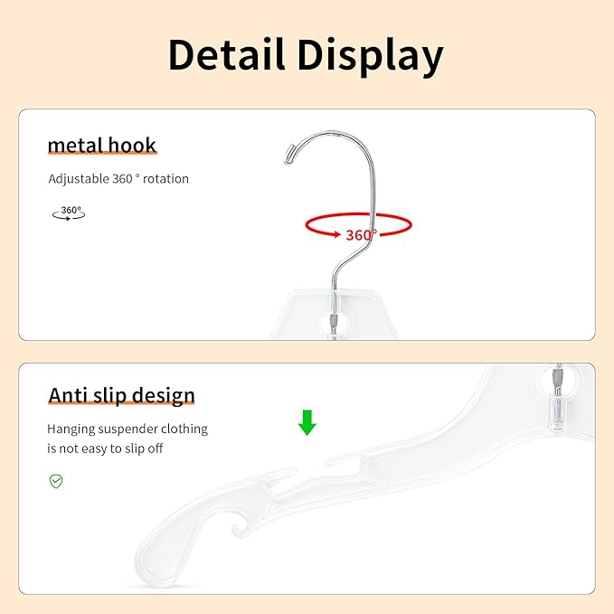Clear Plastic Kids Hangers – 14 Inch Size, Pack of 20 – Lightweight Space-Saving Hangers for Shirts, Tops & Jackets – Durable Closet Organizers for Children’s Clothing