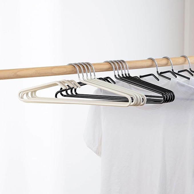 SHIMOYAMA Non-Slip Metal Clothes Hangers - 5 Pack, Space-Saving Short Neck Hangers for T-Shirts, Dresses, Tank Tops, Jackets (Black)