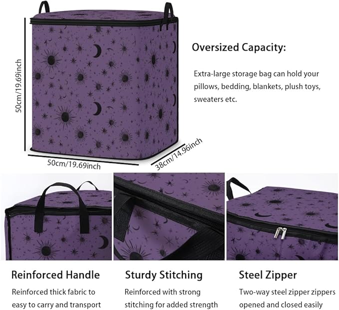 2pcs closet organizers and storage under bed,clothing blanket sweater sheet bedding comforter duvet quilt pillow toy storage bags with lids,dorm room essentials for containers 95L