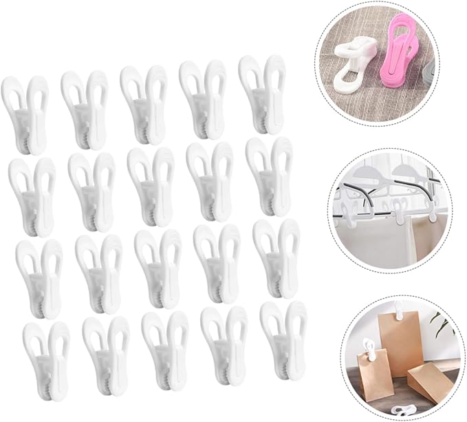 20pcs Hanger Clip Sock Fixing Clips Non-Skid Clothespin Clips Socks Clips Towels Clips Plastic Clothes Clips Quilt Clamp Laundry Pegs Clothespins Clothing Peg Windproof Clothespin