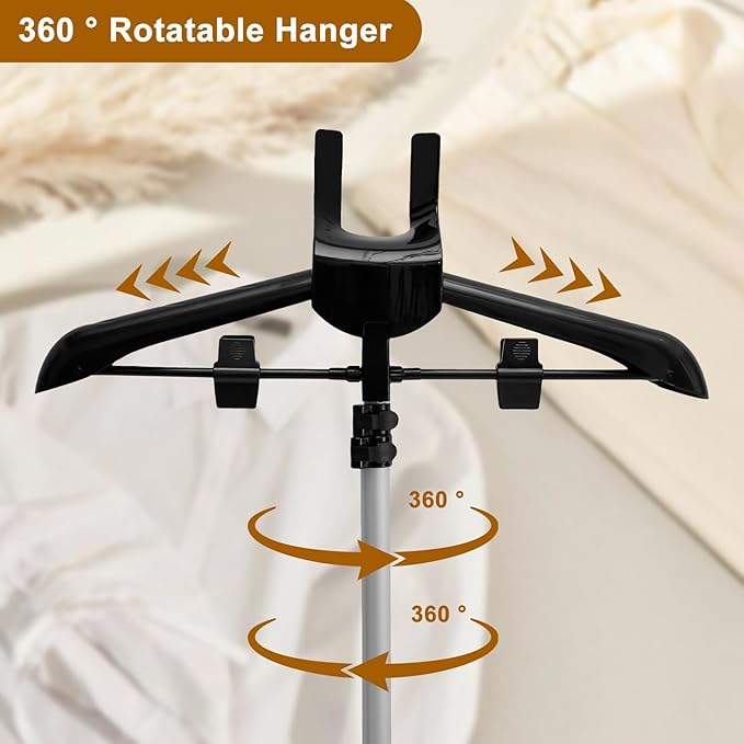 Iron Steam Stand, Steaming Clothes Hangers, Handheld Telescopic Steamer Stand Garment Steamer Rack, Height Adjustable Foldable Standing Garment Hanger for Home Steam Ironing (Black)