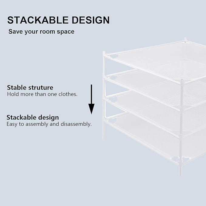 Sweater Drying Rack, 4-Layer Clothes Drying Rack Flat Mesh Drying Rack Clothing Stackable Laundry Drying Rack for Sweaters Socks Toys Indoor&Outdoor Use