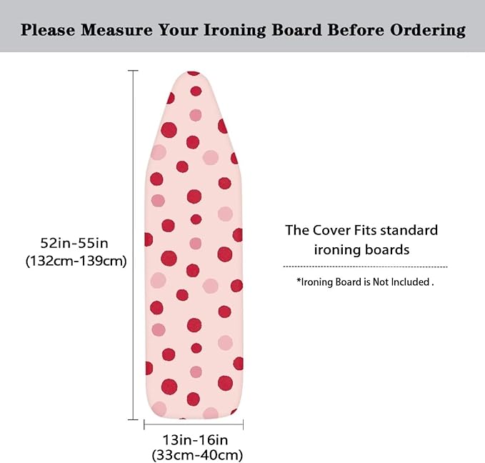 SEANATIVE Pink Polka Dot Ironing Board Cover Stain Resistant Pad Covers Durable Iron Board Protective Covers with Elastic Edge, Easy Installation