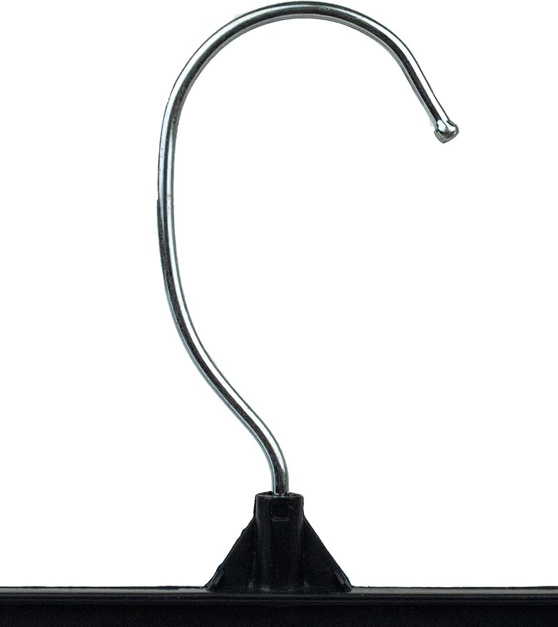 HangOn Pants Hangers Recycled Plastic with Ridged Clips, Black, 12 Inch Pack of 25