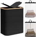150L Laundry Basket with Lid, Large 2 Compartments Laundry Hamper with Handles & laundry bag Removable in Laundry Room, College Dorm, Bathroom, Bedroom (black)