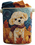 Quilted Laundry Basket with Handles, Boho Floral Fabric Storage Hamper, Large Soft Quilted Laundry Basket for Nursery, Bedroom, Laundry Room,Clothes & Toys (Dog Paw Pattern A, M)