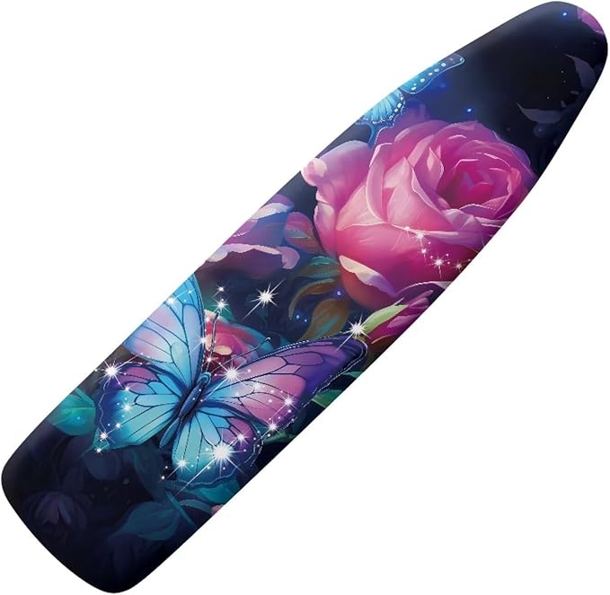 Flashideas Butterfly Rose Ironing Board Cover and Pad 15 x 54 Heavy Duty Iron Board Covers Standard Size Padding Decorative Covers for Most Iron Boards Ironing Pad Cover