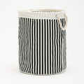 Large Storage Laundry Hamper Basket 62L with Handles for Dirty Clothes Toy Organizer Bins, Waterproof, Collapsible Laundry Hamper, Classic Stripes Pattern, Black Color, 1-Pack, Bathroom, Dorm