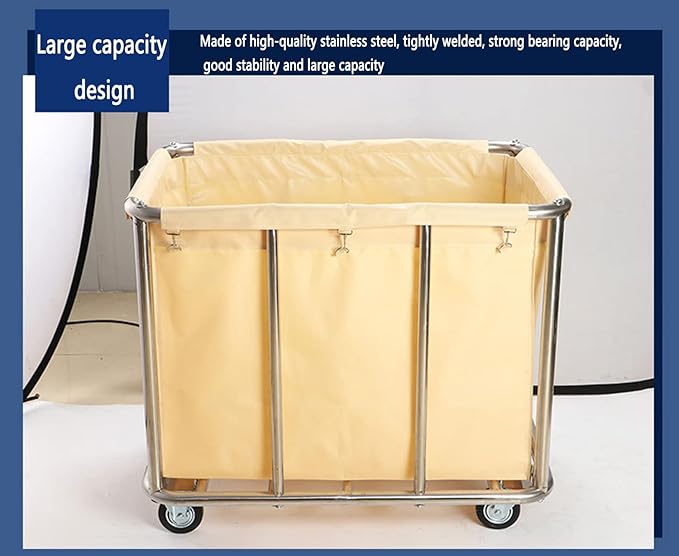 Commercial Laundry Cart with Wheels 330lb Industrial 12 Bushel Laundry Hamper Sorters Heavy Duty Large Waterproof Laundry Basket For Home Organizer and Storage