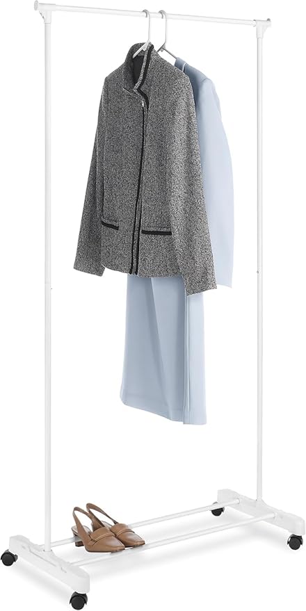 Whitmor Rolling Garment Rack White, STORAGE