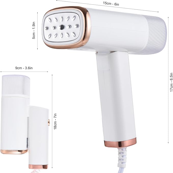 Portable Mini Ironing Machine,Travel Mini Steam Iron,1000W Handheld Travel Steamer Iron for Clothes,Foldable Garment Steamer,20 Second Heat-up,120ml Water Tank,with Brush,Measure Cup