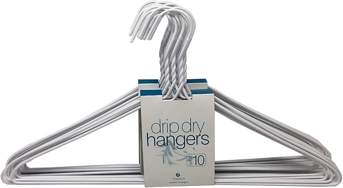 THE UM24 20 Counts Wire Cloth Hangers Galvanized Steel Metal Suit Clothes Hanger with Plastic Coating White Color 16" (40.5Cm) Wide - 13 Gauge