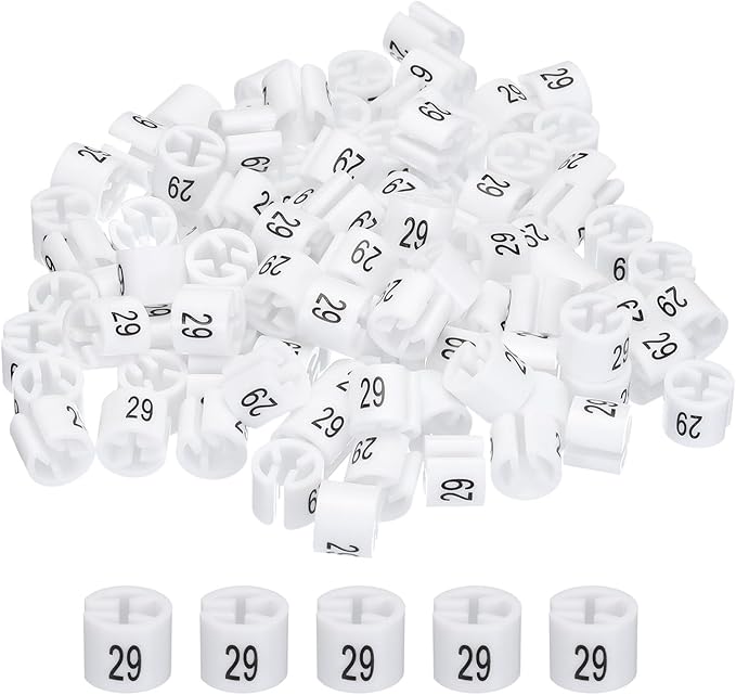 MECCANIXITY Clothes Hanger Marker Colored Hanger Sizer Garment Markers Tag (Number 29, White) for Garment Clothing Color Coding, Pack of 100 Pcs