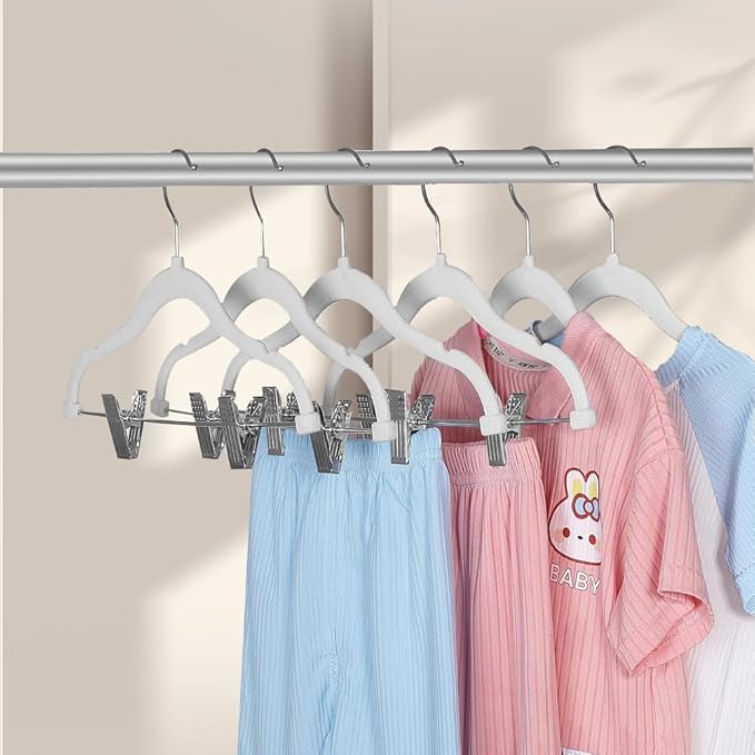 Stormix Baby Hangers - 14 Pack Non-Slip Heavy-Duty Kids Hangers for Shirts, Pants, Skirts, Dresses, Jackets, Coat (White)