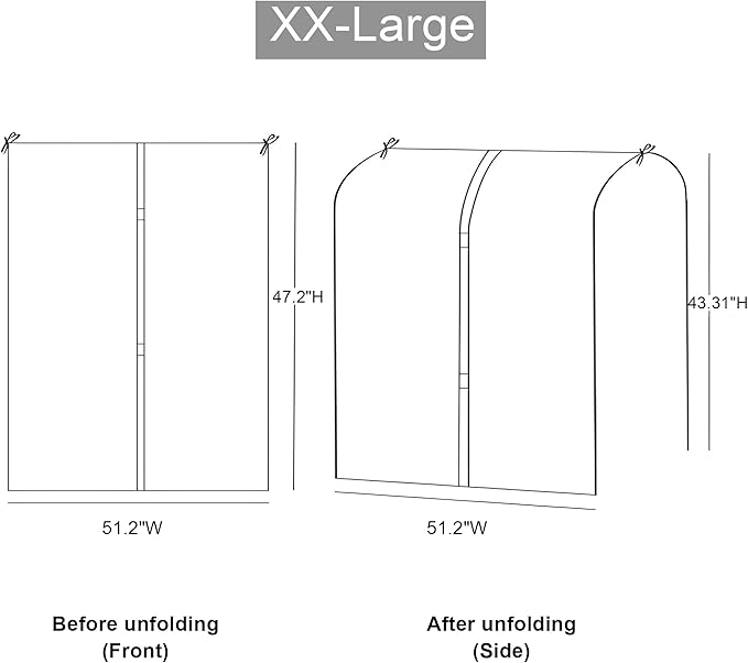 Clothes Rack Cover - Garment Rack Cover, Clothes Covers Protecting Dusts, Clear Garment Bags for Hanging Clothes, Closet Cover for Open Closet (XX-Large - 51.2"W x 47.2"H)