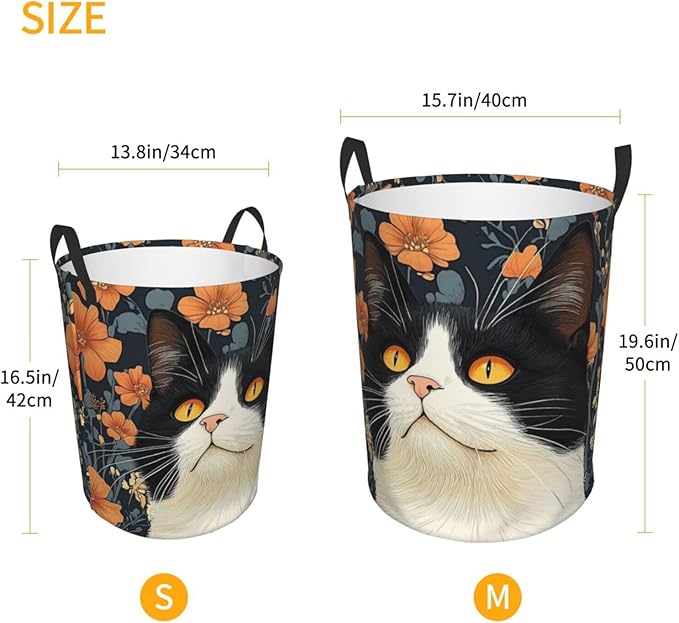 Cute Cat Print Laundry Basket For Storage Bins Gift Baskets Bedroom Clothes Hamper