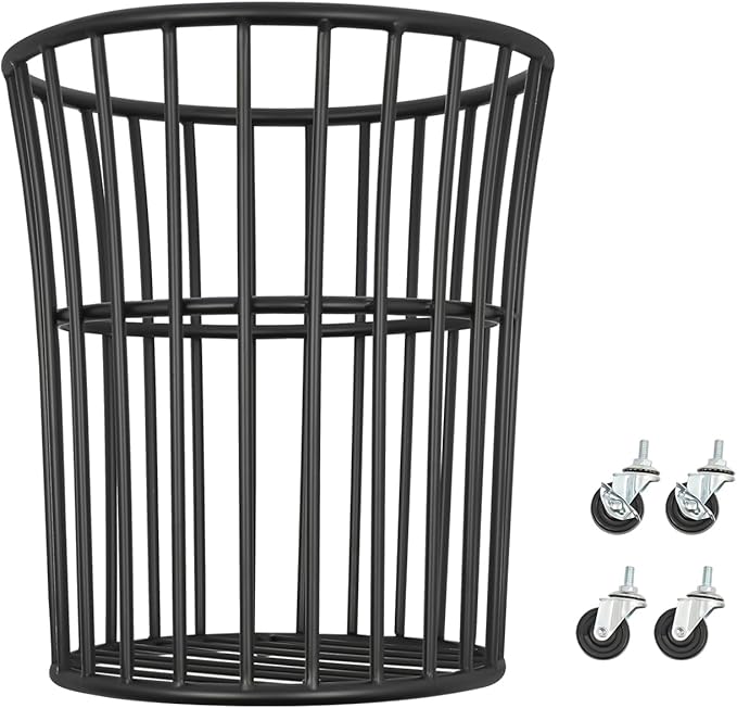 Metal Laundry Basket, Laundry Basket Cart with Wheels for Laundry Room, Rolling Laundry Basket with Wheels, Easy Moved Basket for Organizer (Black)