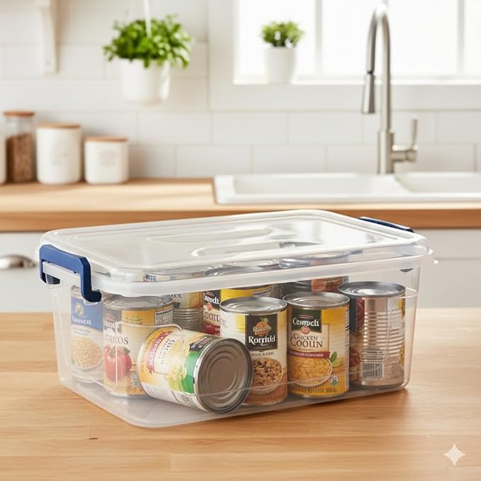Tribello Clear Storage Bins with Lids, Stackable Plastic Storage Containers for Home Organization – Clear Totes for Closet and Underbed Storage, 9.5