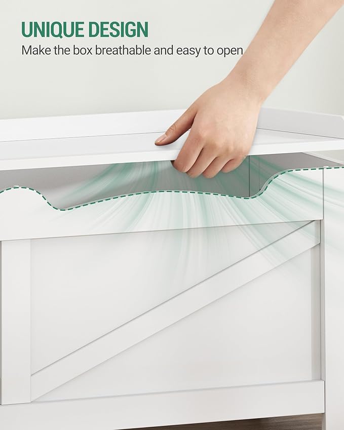 47.2" Storage Chest, Extra Large Storage Trunk with 2 Hinges, Wooden Box Bench, Lift-Top Organizer Chest, Shoe Bench for Entryway, Bedroom, Living Room, White SB14503X