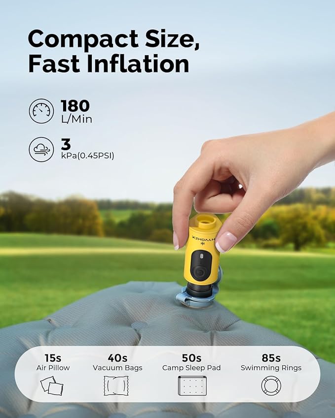 Portable Air Pump for Inflatables, 2oz Ultra-Fast Mini Electric Air Pump with Rechargeable to Inflate Deflate, Air Mattress Pump Perfect for Camping, Pool Floats, Sleeping Pads